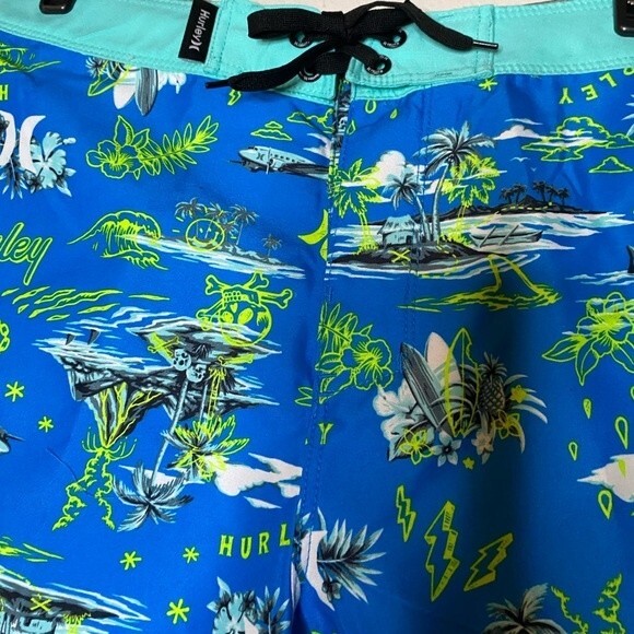 Hurley Big Kids Boys' Blue Board Shorts Swim Trunks Swimwear Size 14 Pool - Picture 8 of 11